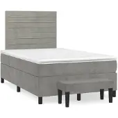 vidaXL Letto a molle con materasso grigio chiaro 120x200 cm in velluto
