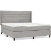 vidaXL Letto a molle con materasso grigio chiaro 180x200 cm in tessuto