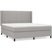 vidaXL Letto a molle con materasso grigio chiaro 160x200 cm in tessuto