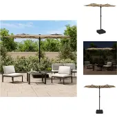 vidaXL Ombrellone doppio con luci LED Taupe 316x145 cm