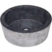 The Living Store Lavabo nero Ø40x15 cm Marmo