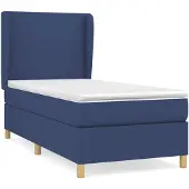 vidaXL Letto a molle con materasso blu 100x200 cm in tessuto