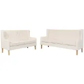 vidaXL Set divano 2 pezzi in tessuto bianco crema