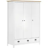 vidaXL Armadio a 3 ante Hill Range Bianco 127x50x170 cm Pino