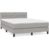 vidaXL Letto a molle con materasso grigio chiaro 140x200 cm in tessuto