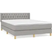 vidaXL Letto a molle con materasso grigio chiaro 140x200 cm in tessuto
