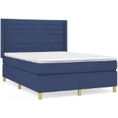 vidaXL Letto a molle con materasso blu 140x200 cm in tessuto