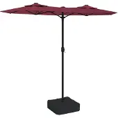 vidaXL Ombrellone doppio con luci LED rosso Bordeaux 316x145 cm