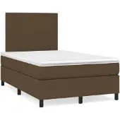 vidaXL Letto a molle con materasso marrone scuro 120x200 cm in tessuto
