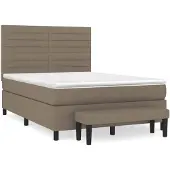 vidaXL Letto a molle con materasso Taupe 140x200 cm in tessuto