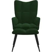 The Living Store Poltrona relax con poggiapiedi in velluto verde scuro