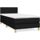 vidaXL Letto a molle con materasso nero 90x200 cm in tessuto