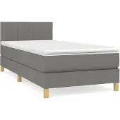 vidaXL Letto a molle con materasso grigio scuro 100x200 cm in tessuto