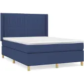 vidaXL Letto a molle con materasso blu 140x190 cm in tessuto