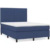 vidaXL Letto a molle con materasso blu 140x200 cm in tessuto