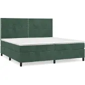 vidaXL Letto a molle con materasso verde scuro 200x200 cm in velluto