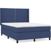 vidaXL Letto a molle con materasso blu 140x190 cm in tessuto