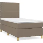 vidaXL Letto a molle con materasso Taupe 90x190 cm in tessuto
