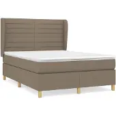 vidaXL Letto a molle con materasso Taupe 140x200 cm in tessuto