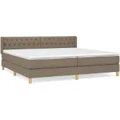 vidaXL Letto a molle con materasso Taupe 200x200 cm in tessuto