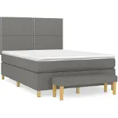 vidaXL Letto a molle con materasso grigio scuro 140x200 cm in tessuto