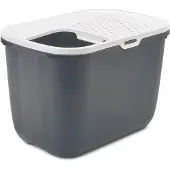 Nobby Cassetta della sabbia per gatti HOP Antracite con coperchio bianco – 58,5x39x39,5 cm – 1 pz.