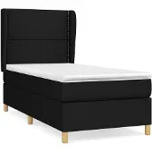 vidaXL Letto a molle con materasso nero 90x200 cm in tessuto