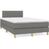 vidaXL Letto a molle con materasso grigio scuro 120x200 cm in tessuto