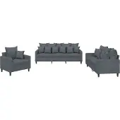 vidaXL Set divano 3 pezzi con cuscini in velluto grigio scuro