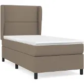 vidaXL Letto a molle con materasso Taupe 100x200 cm in tessuto