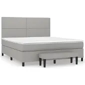 vidaXL Letto a molle con materasso grigio chiaro 180x200 cm in tessuto