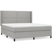 vidaXL Letto a molle con materasso grigio chiaro 180x200 cm in tessuto