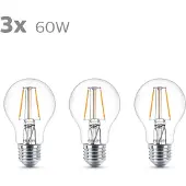Philips LED Classic E27 A60 7W 827 trasparente 3x