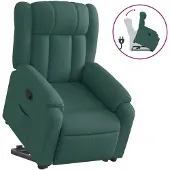 vidaXL Poltrona relax con ausilio per l'alzata in tessuto verde scuro