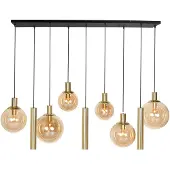 Steinhauer Lampada a sospensione Bollique, ottone, a 9 luci lunga, vetro, metallo