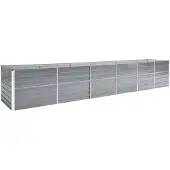 vidaXL Letto da giardino rialzato in acciaio zincato 480x80x77 cm Grigio