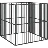 vidaXL Box per cani 4 pezzi in acciaio zincato nero