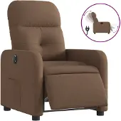 vidaXL Poltrona relax elettrica in tessuto marrone