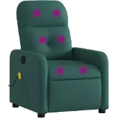 vidaXL Sedia da massaggio in tessuto verde scuro
