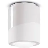 FERROLUCE Plafoniera PI, cilindrica, Ø 12,5 cm bianco