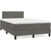 vidaXL Letto a molle con materasso grigio scuro 120x200 cm in velluto