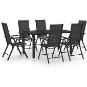 vidaXL set da pranzo da giardino 7 pezzi alluminio nero
