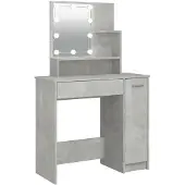 vidaXL Tavolino con LED in cemento grigio 86,5x35x136 cm