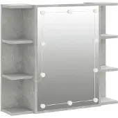 vidaXL Armadio a specchio con LED grigio cemento 70x16,5x60 cm
