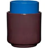 Hubsch Deux pots, rosso-marrone/blu, set di 2, polvere di pietra
