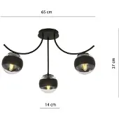 Emibig Lampada da soffitto 3xE14 40W BOSTON 3 NERO/RIGHE 1111/3