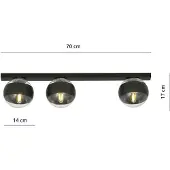 Emibig Lampada da soffitto 3xE14 40W FIT 3 NERO/RIGHE 1123/3
