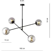 Emibig Lampadario 4xE14 40W LINEAR 4 NERO/GRAFITE 1167/4