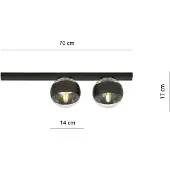 Emibig Lampada da soffitto 2xE14 40W FIT 2 NERO/RIGHE 1123/2