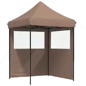 vidaXL Tenda pop-up pieghevole per feste con 2 pannelli laterali Marrone